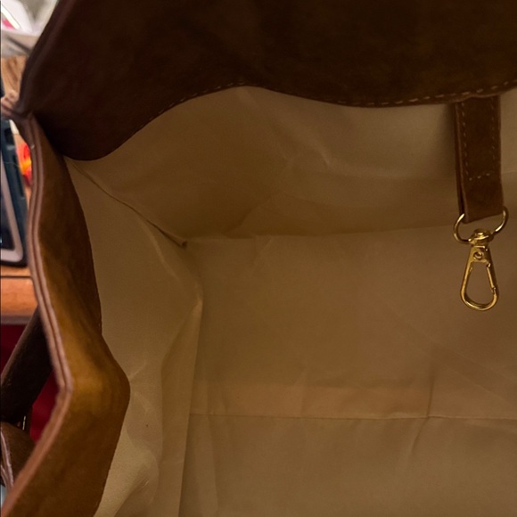 Classic faux Suede Tote Bag in Brown - Picture 8 of 8